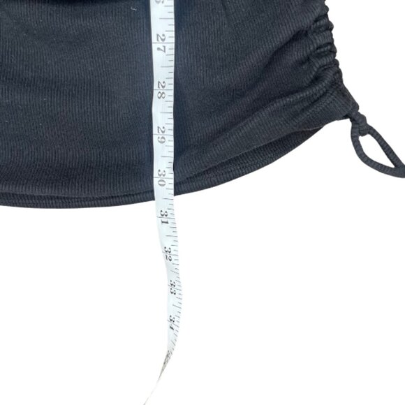 Zara Black Bodycon Ruched Ribbed Knit Short Sleeve Dress Size Medium Goth - Picture 6 of 8